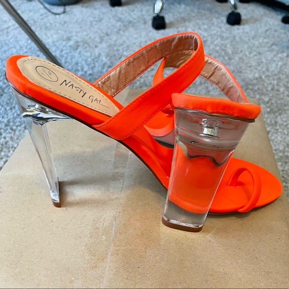 Nasty Gal Bright Orange High Heel Sandals - Picture 2 of 16